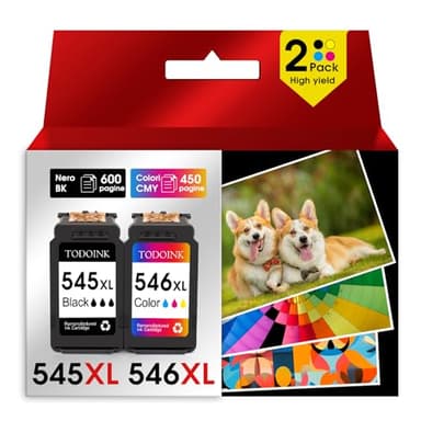 TODOINK 545XL 546XL Cartouches d'encre de Rechange pour Canon 545 546 XL - Lot de Plusieurs Cartouches pour MX490, MX495, MG2550s, MG2550, TS3150, TS3151, TS3350, TR4550, TR4551