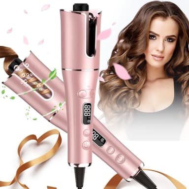 Bizcasa Fer à Friser Automatique,Fer à Boucler Avec 4 Températures Réglables, Boucleur a Cheveux Avec écran LCD,Câble Anti-emmêlement Rotatif à 360° Chauffage Rapide Sans Interrupt