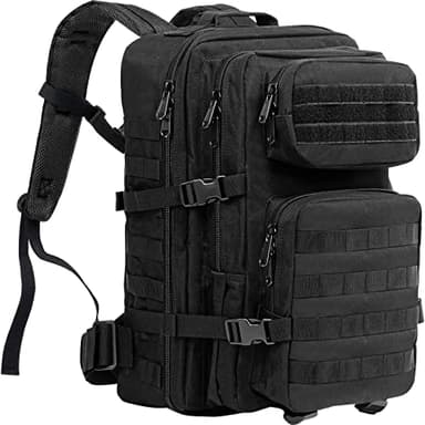 ProCase Sac à Dos Militaire de Grand Volume 40L, Sac Tactique Voyage Multifonction, Sac à Dos Randonnée pour Trekking/Randonnée/Camping/Voyage/École/Pêche/Alpinisme-Noir