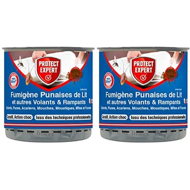 PROTECT EXPERT Lot de 2 Fumigènes Anti-Punaise De Lit - 2x10g - Elimine Les Larves & Punaises De Lit & Acariens Sans Dépôts Visibles ni Odeurs Persistantes - Curatif & Action Choc PUMIG10X2