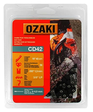 OZAKI - Chaîne Tronçonneuse .3/8" LP (Low Profile) - Jauge 1,3 mm (0,50") - Profil de Gouge Semi-Carré - 56 Entraîneurs