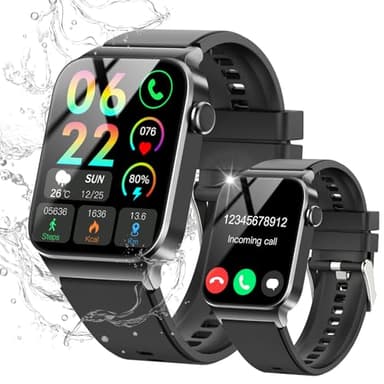 STECEi Montre Connectée Homme Femmes avec Appel Bluetooth, 1.85" Smartwatch avec 110+ Sportifs,Etanche IP68 Smart Watch, Podometre/Cardiofrequencemetre/Sommeil, Montre Sport pour iOS Android, Noir