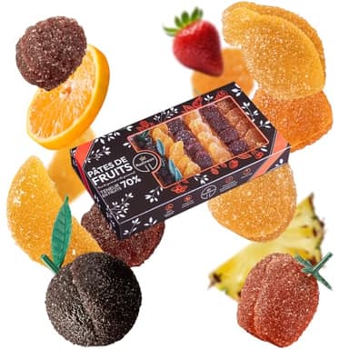 Pâtes de fruits Artisanales - boite cadeau 1 KG - Saveurs multi fruits - (sans gluten, sans colorant, sans arôme artificiel, sans lactose, sans conservateur) - teneur en fruits de 70%