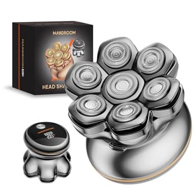 MAXGROOM 7D Rasoir Tete Chauve Homme, 7500/8800 RPM Rasoir Crane Homme Chauve, IPX6 Étanche Tondeuse Crane Chauve Sec & Humide, 140 Mins Longue Durée Rasoir Électriques Hommes avec Écran LED