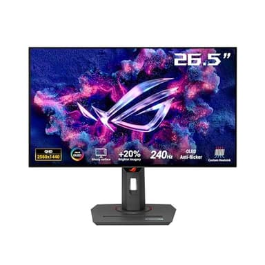 ASUS ROG Strix OLED XG27AQDMG - 27 inch WQHD Gaming Monitor - 240 Hz, 0.03ms GtG, G-Sync, FreeSync, AdaptiveSync, DisplayHDR 400 TB - 10-bit OLED, 16:9, 2560x1440, DP 1.4 DSC, HDMI, USB Hub, Ergo