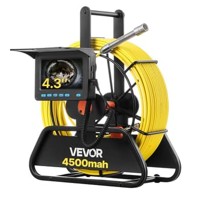 VEVOR Caméra Inspection Canalisation 50 m Caméra Endoscopique Écran 11 cm Endoscope Canalisation pour Conduits Égouts Plomberie, Étanche IP68 6 LED Éclairage Réglable Batterie 4500 mAh Carte SD 16 Go