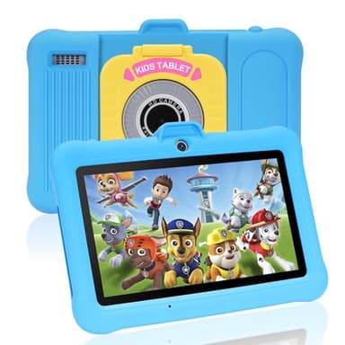 TABTIVI Tablette Enfants 7 Pouces Android, RAM 8 (3+5) Go, ROM 64 Go (TF 128 Go), GMS Certified, Apps Pré-Installé, Éducative, Contrôle Parental, WiFi, Kid-Proof Étui avec Support réglable (Blue)
