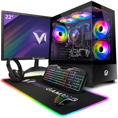 VIBOX I-505 PC Gamer Complet • 22" Écran • AMD Ryzen 3 3200G 4,0 GHz • Radeon Vega 8 • 16 Go RAM • 500 Go NVMe M.2 SSD • Linux OS • WiFi