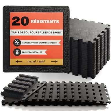 MATANA - 20 Tapis Protecteurs de Sol en Mousse EVA, 10mm d'épaisseur, Tapis de Sol Imperméables Antidérapants pour Gym à Domicile, Piscine, Salle de Jeux pour Enfants - 30x30cm (1,8 m²)