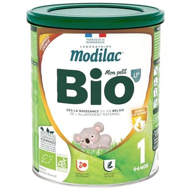 Modilac - Lait Infantile en Poudre Mon Petit Bio Lf+1 - Convient en Relais de l'Allaitement Maternel - Certifié Agriculture Bilogique - Sans Huile de Palme - 1er Age, De 0 à 6 Mois - 800g