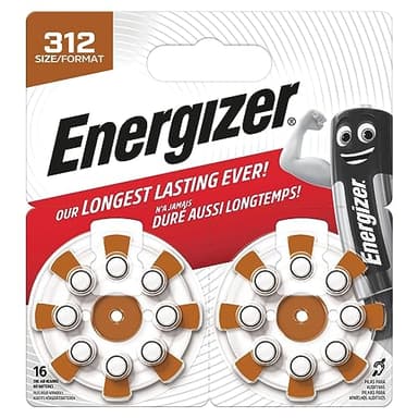Energizer Pile 312 Appareil Auditif (Lot de 16) - Performances Longue durée - pour Aide Auditive - Conservation 4 Ans