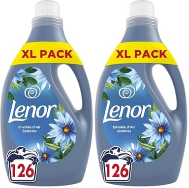Lenor Adoucissant 126 lavages, Envolée d’Air, 24H De Fraîcheur Relaxante, Avec Une Touche D’Huiles Essentielles (Lot de 2)