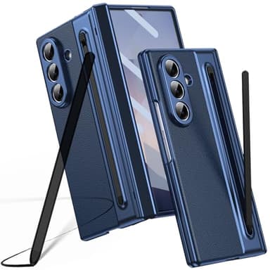 Coque pour Galaxy Z Fold 7, Case Samsung Fold7 avec Protection de charnière intégrée, Coque Samsung Galaxy Z Fold7 avec Protection d'écran + Stylet Pens + Porte Stylo-Bleu