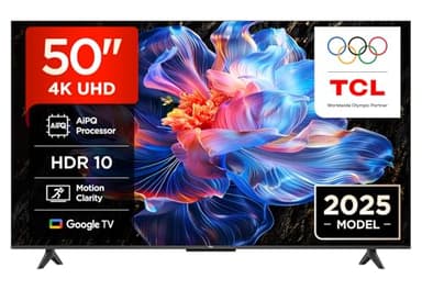 TCL Téléviseur LED direct 50V6C 50" 4K HDR Smart TV avec Google TV (Dolby Audio, Motion Clarity, compatible avec Google Assistant & Alexa)