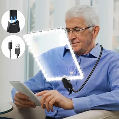 NZQXJXZ 5X Grande Loupe de Lecture avec Lumière, Rechargeable Lampe Loupe Mains Libres avec Col de Cygne Flexible, 25,7x18,7cm Lentille Ultra Claire, Parfaite pour la Lecture, Réparations, Couture