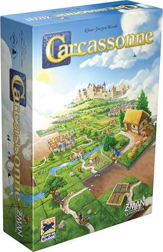 Asmodee - Carcassonne - Jeu de Société Moderne pour Enfants dès 7 Ans - 2 à 5 Joueurs - A Jouer en Famille - 35 Min - Niveau Facile - Construis Le Plateau de Jeu à Mesure - en Français