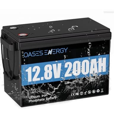 Oasesenergy Batterie Lithium 200AH 12V Batterie LiFePO4 avec 100A Protection BMS et 4000-15000 Cycles Profonds, Parfait pour Caravanes, Camping-Cars, Maison Solaire, Hors-Réseau,Bateaux