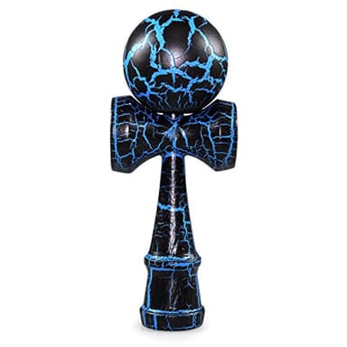 Ganzoo © Kendama en Bois de hêtre, Jouet Traditionnel Japonais avec Boule, Corde et Plateau de réception pour la dextérité/l'équilibre, idée Cadeau (Bleu et Noir)