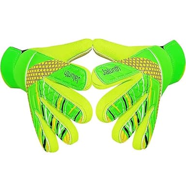 Jalunth Gants de Gardien But Enfant Jeune Junior avec Protections des Paume en Latex Antiderapant et Dos Main PU Convient Entrainement et Compétition Gant de Foot Gardien pour Garcon Fille Garçons