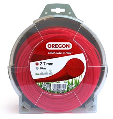 Oregon - Fil Coupe-Bordure en Nylon Pour Débroussailleuse et Coupe Bordure, Entretien de Jardin et Bricolage, Taille Universelle, Tout Usage, Fil Rond, Bobine 2.7 mm x 70 m, Couleur Rouge (69-382-RD)