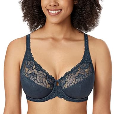 DELIMIRA Femme Soutien Gorge Grande Taille Minimiseur avec Armature Dentelle Non Rembourré Sargasse 95E