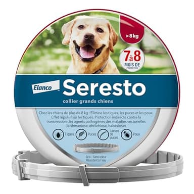 Elanco Chien – Collier Anti-Puces et Anti-Tiques pour Grands Chiens - 8 kg et Plus