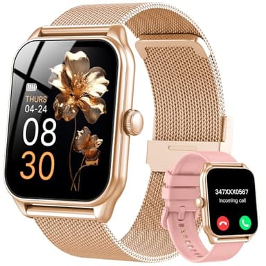 taopodo Montre Connectée Femme, 1.91" HD Smartwatch Fonction Féminine avec Appel Bluetooth 5.4, 120+ Modes Sportifs, 200+ Cadrans personnalisés, 24H Moniteur Sommeil/FC/SpO2, Android iOS, Or Rose