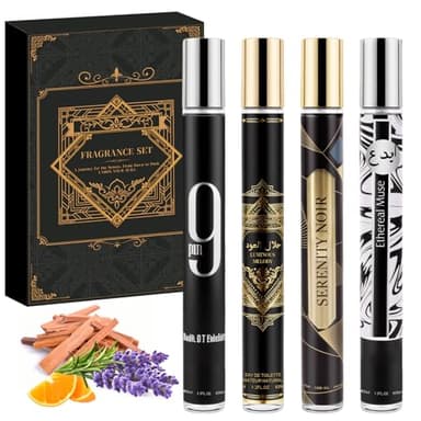 Coffret parfum homme, 4X35ml eau de toilette homme aux notes patchouli, cannelle et vanille | Sensuel et affirmé, parfum pour tous les jour, idéal cadeau homme pour anniversaire, Saint, Valentin, Noël