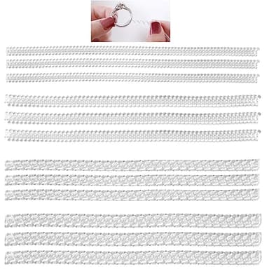 JDXun 12 Pcs Ajusteurs pour Bagues, Réducteurs Bagues Invisible, Ring Sizer Adjuster, Polissage Transparent Ajusteur de Taille de Bague Lâche Taille de Bijoux pour Femme Alliances (4 Tailles)