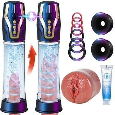 Pompes à Pénis Vaginette Masturbateur Automatique - Contrôle Vocal Pompe Penis Sex Toýs Homme avec 4 Modes d'aspiration & 4 Modes de Pompage, Masturbateurs Masculins Pompe a Penis Masturbeuse Homme