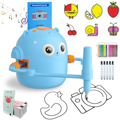 Robot de Dessin Automatique avec Stylo 100 Cartes Jouet Éducatif Rechargeable Interactif Cadeau pour Garçons et Filles 3 Ans et Plus