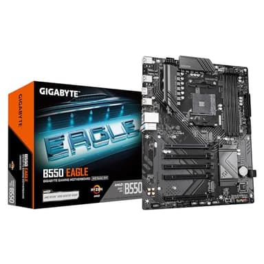 GIGABYTE B550 Eagle Carte mère - Processeurs AMD Ryzen série 5000 G, VRM 10+3+1 Phases, jusqu'à 3200 MHz DDR4, 1xPCIe 4.0 + 1xPCIe 3.0 M.2, LAN 1GbE, USB 3.2 Gen 2