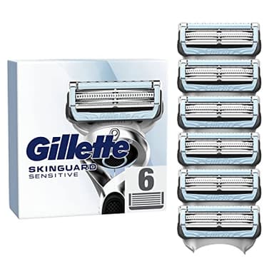 Gillette Lames De Rechange SkinGuard, Pack De 6 Cartouches De Lames De Rasoir Homme, Conçues Pour Un Rasage De La Peau Sensible, Compatibles Aussi Avec Manches Fusion Et ProGlide