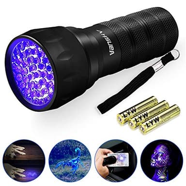 Vansky Lampe de poche UV 21 LED, lumière noire pour détection d'urine d'animaux, détecteur de taches d'animaux et de punaises de lit