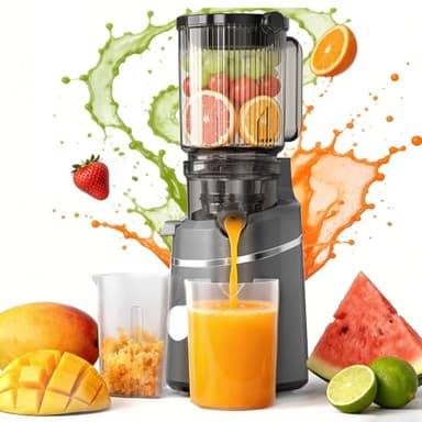 Kujizpu Extracteur de Jus de Fruits et Légumes, Centrifugeuse extracteurs de Jus à Froid, avec Goulotte XXL 130MM et Capacité de 2L, Rendement Élevé de 90%, Inclut Brosse de Nettoyage