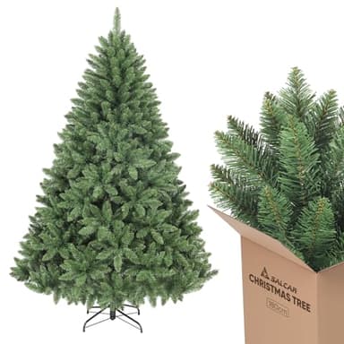 SALCAR Sapin de Noël Artificiel de 180 cm, Aspect réaliste, avec 730 Pointes, Sapin Nordmann Vert avec système de Pliage, diamètre surdimensionné d’env. 126 cm