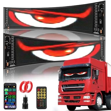 Yeux LED pour Camion et Voiture, 2 PCS Lumière Devil Eyes Programmable for Voitures, Yeux LED Voiture avec Contrôle APP et Télécommande pour Camion, Fenêtre de Magasin,120 * 595mm