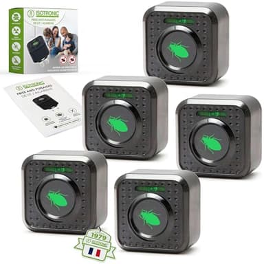 ISOTRONIC® Prise insectifuge contre les Punaises de lit et les Acariens - Prise anti Acariens à Ultrason contre Insectes 230V, 5 pièces