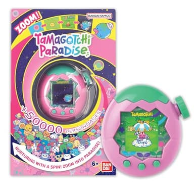 Bandai - Tamagotchi Paradise Terre - Animal Virtuel à élever - Tamagotchi avec molette de Zoom - Jouet Interactif en français - Modèle Terre Rose et Vert - Jouet Enfant 6 Ans et + - 43421