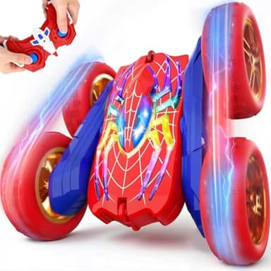 Voiture Telecommandé Enfant, 2.4Ghz 4WD 360° Rotation RC Stunt Monster Truck, 5 Modes Lumineux, Spider Jouet Garçon 3-12 Ans, Cadeau Anniversaire Noel Jeux Intérieur Extérieur 4 5 6 7 8 9 10 11 12 Ans