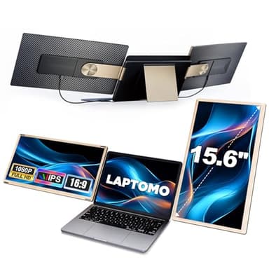 Laptomo 15.6" Extension d'écran pour Ordinateur Portable, Triple Écran Portable Moniteur, 1080P FHD Double Ecran PC Portable, Moniteur Portable with USB HDMI, Plug & Play for Windows, Mac, Chrome