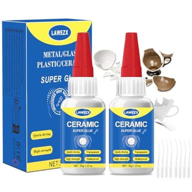 Colle Céramique Extra Forte 35g x2, LAWEZX Colle Instantanée Liquide pour Céramique & Porcelaine - Transparente, Imperméable, Résistant à la Chaleur, Super Adhésif pour Vaisselle, Carrelage, Poterie