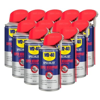 WD-40 Specialist • Super Dégrippant • Spray Double Position • Efficacité Immédiate • Dégrippe rapidement et facilement • Résistant à l'Eau • Compatible Tous Métaux • Carton de 12 aérosols 250 ML