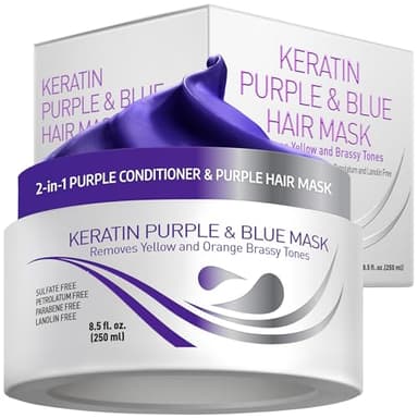 Vitamins Masque Violet Cheveux Blond Platine - Masque Soin Capillaire à la Keratine pour Cheveux Colorés, Secs et Abimés - Démêlant pour Chevelure sans Sulfate