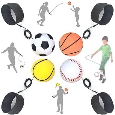 Jastown 4 pcs Balles rebondissantes avec Corde élastique et Bracelet, Jouet Sportif de Retour élastique pour Enfants et Adultes, Entraînement Coordination Main-œil, Balle rebondissante