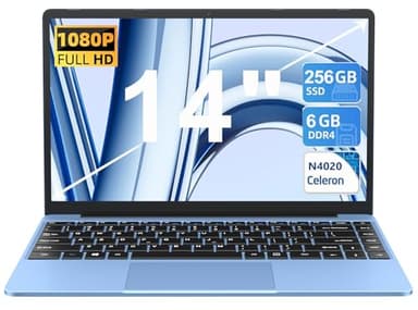 NOTODD Ordinateur PC Portable 14 Pouces Win11 256Go SSD Soutien Extension 1TB Laptop Celeron N4020 Pas Cher FHD 1080 5G WiFi BT4.2 inclut Souris sans Fil&AZERTY Clavier Couverture-Bleu