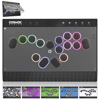 Semaiki Arcade Stick,C16S Contrôleur d'arcade sans levier, panneau magnétique détachable pour art DIY, RGB, interrupteur de verrouillage pour tournoi Compatible avec PC/Switch/PS3/PS4/Steam Deck