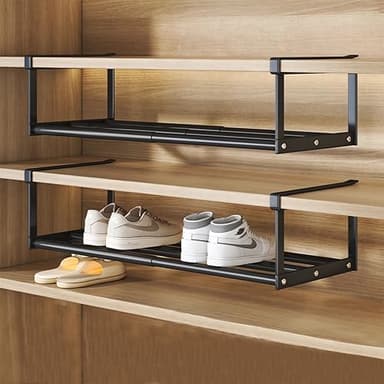 ViWaVee Support Rangement Chaussures Extensible 40-70cm, Organisateur de Placard et Meuble Ajustable, Gain de Place pour Rangement Chaussure Entrée, Penderie Vêtements - Noir 1