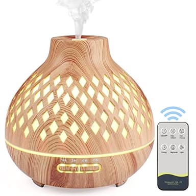 Czemo Diffuseur d'Huiles Essentielles 400ML, Diffuseur de Parfum Electrique avec Télécommande Humidificateur Ultrasonique Diffuseur Aromathérapie pour la Maison, Yoga (Bois #2)