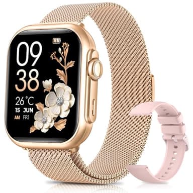Montre Connectée Femme avec 100 Jour Ultra-Longue, Batterie 1000mAh, 1.83" HD Smartwatch Femme avec Appel, 120+ Sportifs Fitness Tracker avec SpO2/Fréquence Cardiaque/Sommeil pour Android iOS Or Rose